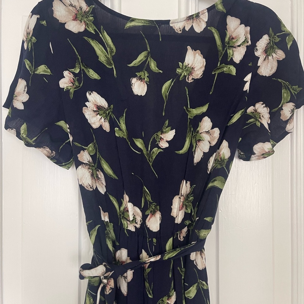 Floral Navy Dress with Belt